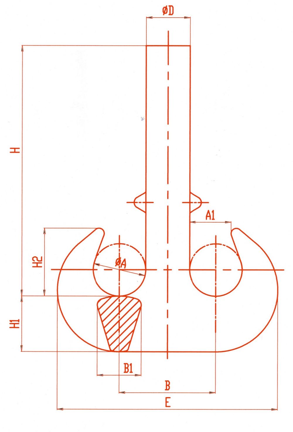 MMD型双钩吊钩体外形尺寸图 MMD型双钩吊钩体外形尺寸图