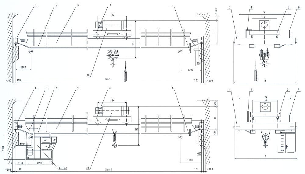 YLH型冶金电动葫芦桥式起重机外形尺寸图.jpg