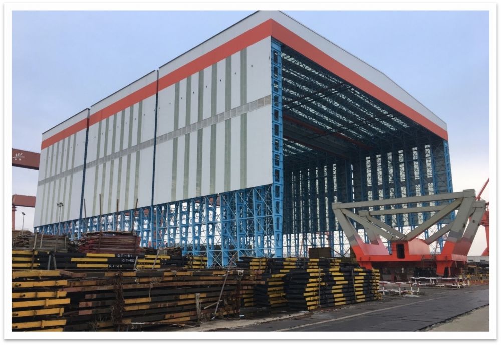 江南造船厂3套76米移动风雨棚